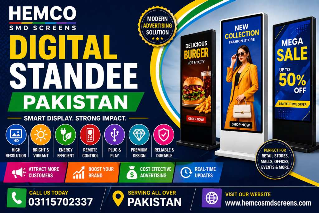Digital Standee Pakistan – Smart Advertising Solution by HEMCO SMD SCREENS