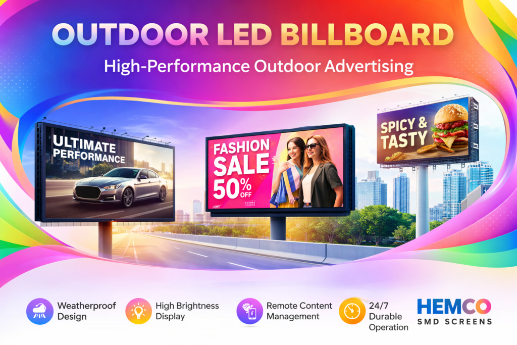 Outdoor LED Billboard in Pakistan | High-Performance Advertising Displays by HEMCO SMD SCREENS